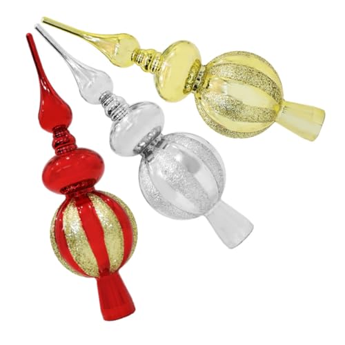 FONDOTIN Weihnachtsbaum Dekorationen 3pcs Baum Topper Weihnachten Baum Ornamente Festliche Muster von FONDOTIN
