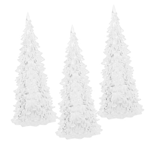FONDOTIN 3 Stück leuchtender Weihnachtsbaum Dekoration Mini LED Schreibtisch Party tischlampe Farbwechsel Weihnachtsbaum zum Aufstellen Herbstbaum beleuchten Feiertagsbaum Acryl Transparent von FONDOTIN
