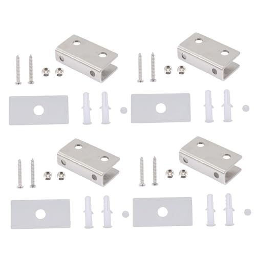 FONDOTIN 4 Sätze Einstellbare Edelstahl Glas Clips Rostfreie U Förmige Glasklemmen für Glas Stabile Regalhalterung für Badregale Vitrinen und Dekoration Kratzfest und Korrosionsbeständig von FONDOTIN