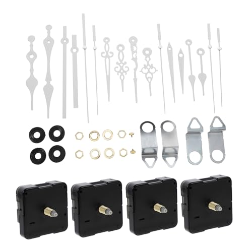 FONDOTIN 4 Sätze Teiliges Quartz Uhrwerk mit Weißem Zeigersatz Geräuscharmes und Langlebiges Wanduhr Mechanismus Ersatzteil für DIY Reparatur und Selbstgemachte Wanduhren Vielseitig für von FONDOTIN