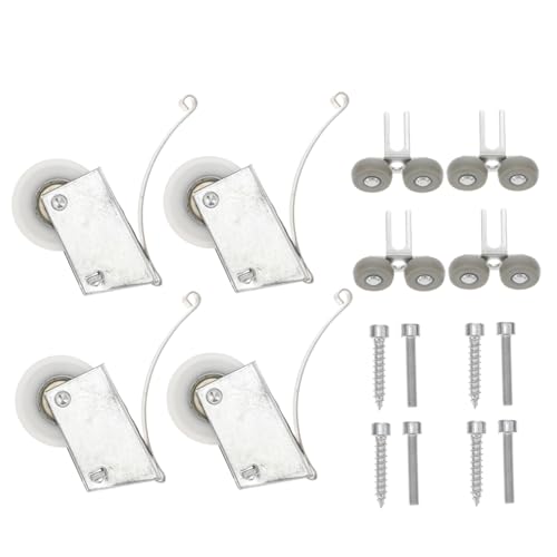 FONDOTIN 4 Sätze Teiliges Schiebetür Rollenset mit Geräuscharmen Kugellagern Verschleißfestem Elektroplattierungsschutz Passend für Schränke Kleiderschränke und Möbel mit Laufschiene von FONDOTIN