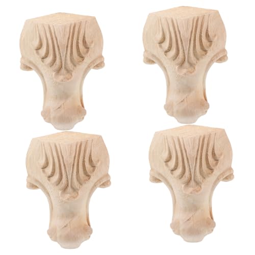 FONDOTIN 4 Stck Vintage Holzfüße Möbelbeine Hohe Geschnitzte Möbelfüße aus Massivem Gummibaumholz Dekorative Europäische Sofabeine und Schrankbeine Stabiles Rutschfestes Design für von FONDOTIN
