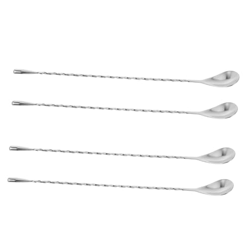 FONDOTIN 4 Stück Cocktail Rührlöffel mit Langem Spiralgriff Gewichteter Tropfen Ende Wiederverwendbare Bar Löffel für Kaffee Milchtee Cocktails und Saft Professionelles Kitchen Tool von FONDOTIN
