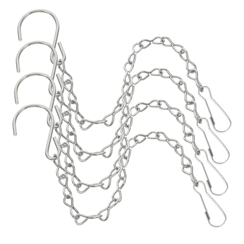 FONDOTIN 4 Stück Hängeketten aus Edelstahl mit S Haken Belastbare Metallketten für Blumenampeln Pflanzgefäße Laternen und Dekorationen Langlebige Silberfarbene Aufhängung für Innen und von FONDOTIN