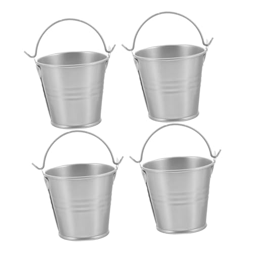 FONDOTIN 4 Stück Kleine Verzinkte Metall Eimer mit Tragegriff Dekorative Kübel für Pflanzen Blumenarrangements und Partydeko und Tisch und Gartendeko von FONDOTIN