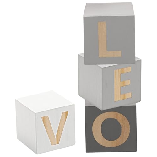 FONDOTIN 4 Stück Love Holzblöcke Dekoration Teiliges Nordic Stil Desktop Ornament mit Romantischem Design Leichte Heimkunst für Büro Wohnzimmer und Party Kreative Wohnaccessoires in von FONDOTIN