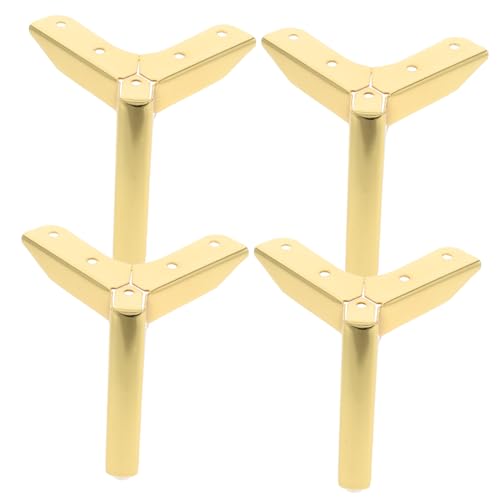FONDOTIN 4 Stück Metall Möbelfüße Dreieck Goldene Möbelbeine mit Antirutsch Pads für Sofa Schrank Bett Kommode Tisch Stuhl Ersatz Beine Langlebig und Einfach zu Montieren von FONDOTIN