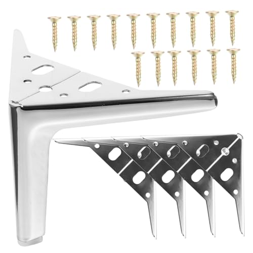FONDOTIN 4 Stück Möbelstützfüße aus Stahl Dreieckiges Design für Hohe Stabilität Belastbar und Formbeständig Stilvolle Silberne Metallmöbelfüße für Sofa Kommode und Schrank Einsetzbar von FONDOTIN