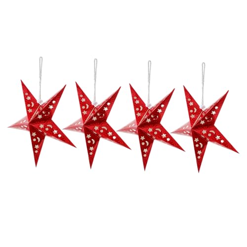 FONDOTIN 4 Stück Papier Fünf-punkte Stern Lampenschirm Rote Weihnachtsdekoration Hängende Stern Laterne für Wohnzimmer Party Fenster und Decke Festliche Beleuchtung und Raumdeko FONDOTIN 4 Stück Papier Fünf-punkte Stern Lampenschirm Rote Weihnachtsdekoration Hängende Stern Laterne für Wohnzimmer Party Fenster und Decke Festliche Beleuchtung und Raumdeko von FONDOTIN