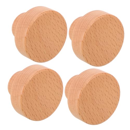FONDOTIN 4 Stück Runde Möbelgriffe aus Buchenholz Runde Schubladenknöpfe Robuste Holzgriffe für Schränke Kommoden und Kleiderschränke Minimalistisches Design Langlebig und Vielseitig von FONDOTIN