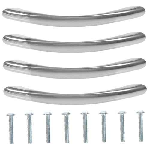 FONDOTIN 4 Stück Silberne Schrankgriffe aus Zinklegierung Robuste Möbelgriffe mit Lochabstand Gebogene Küchengriffe für Schranktüren Kommoden und Kleiderschränke Korrosionsbeständig und von FONDOTIN