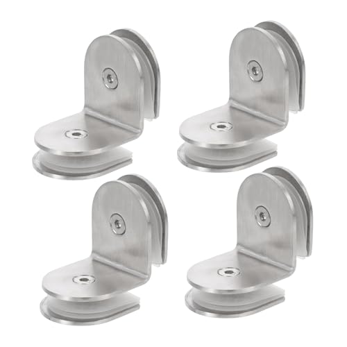 FONDOTIN 4 Stück Teiliges Edelstahl Doppelseitige Glasklemmen Robustes Montagetool für Glasplatten Bad Wandhalterung Glasregal Befestigung von FONDOTIN