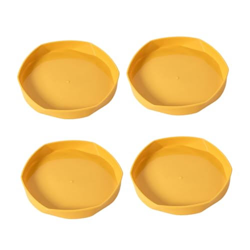 FONDOTIN 4 Stück Teiliges Pflanzenuntersetzer aus Dickem Kunststoff Pflanztopf Abtropfschalen in Senfgelb Robust und Langlebig für Innen und Außenpflanzen Praktisches Pflanzgefäß Zubehör von FONDOTIN