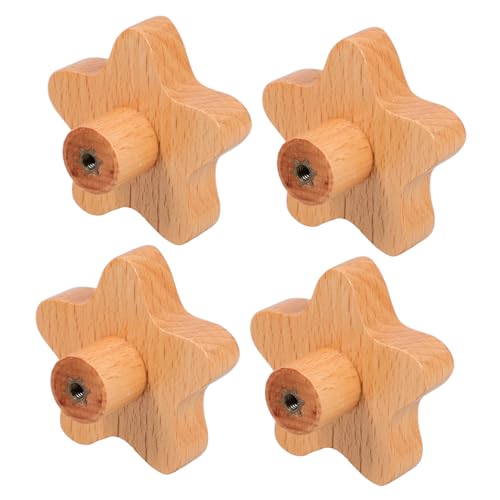 FONDOTIN 4 Stück Teiliges Schubladenknöpfe aus Massivem Holz Runde Möbelgriffe Langlebige Schrankgriffe Einfache Montage Geeignet für Kommoden Kleiderschränke und Schränke von FONDOTIN