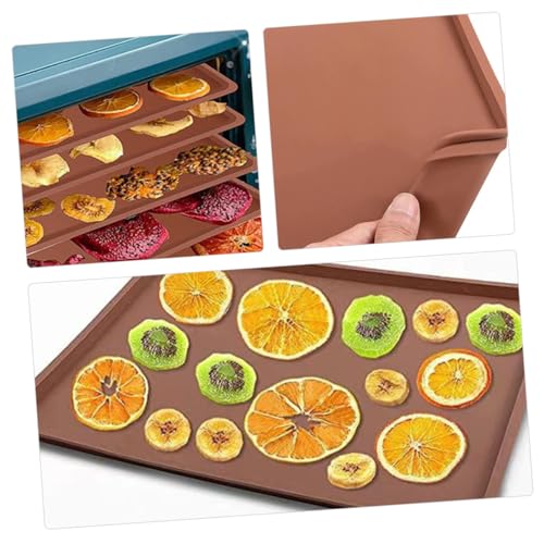 FONDOTIN 4 Stück Teiliges Silikon Dehydrator Matten mit Rand Lebensmittelecht Antihaft Hitzebeständig Rutschfest Wiederverwendbar Praktisch zum Trocknen von Obst Gemüse und Fleisch von FONDOTIN