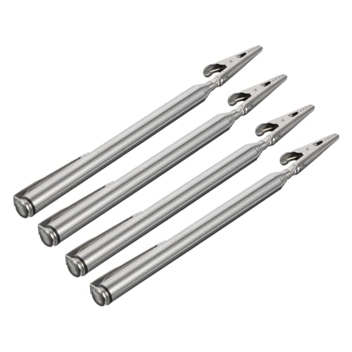 FONDOTIN 4 Stück Teiliges Verstellbare Edelstahl Teleskop Krokodilklemmen mit Stiftclip Rostfrei Langlebig Sicher für Gasgrill und Beleuchtung Vielseitig Einsetzbar von FONDOTIN