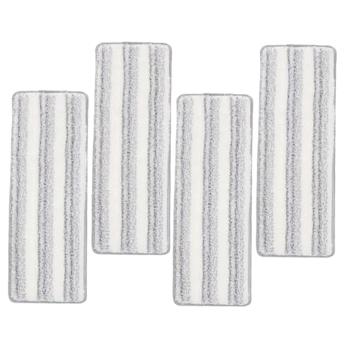 FONDOTIN 4 Stück Teiliges Waschbare Mikrofaser Wischmopp Ersatzpads mit Gestreifter Harter Bürste Selbstklebend Flexiblem Kopf für Holz und Fliesenböden und Trocken von FONDOTIN