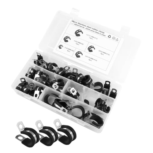 FONDOTIN 48 Stück Teiliges Edelstahl Rohrschellen mit Gummierter Polsterung Korrosionsbeständige Flexible Schlauchschellen für Kabel und Rohre Vibrationsdämpfend Wiederverwendbar Öl und FONDOTIN 48 Stück Teiliges Edelstahl Rohrschellen mit Gummierter Polsterung Korrosionsbeständige Flexible Schlauchschellen für Kabel und Rohre Vibrationsdämpfend Wiederverwendbar Öl und von FONDOTIN