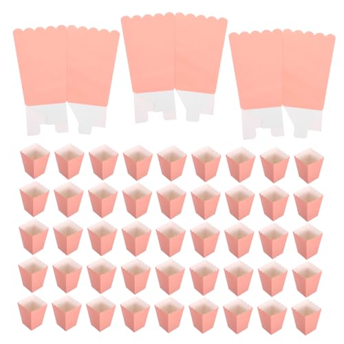 FONDOTIN 48 Stück Teiliges Faltbare Popcorn Eimer Rosa Quadratische Snackboxen für Kindergeburtstage Filmabende Partys Vielseitige Wiederverwendbare Behälter für Popcorn Pommes Süßigkeiten von FONDOTIN