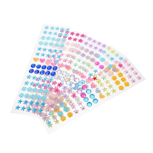 FONDOTIN 5 Blätter Teiliges DIY Strasssteine Selbstklebend Bunte Acryl Kristall Sticker in Verschiedenen Funkelnde Schmuck Aufkleber für Basteln Gesichtsdekoration von FONDOTIN