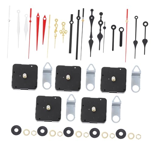 FONDOTIN 5 Sätze Teiliges DIY Uhrwerk Ersatzset aus Robustem Kunststoff Langschaft Quarzuhrwerk mit Zeigern Leise Uhrwerk Mechanismus für Wanduhren Einfache Reparatur und Austausch von FONDOTIN