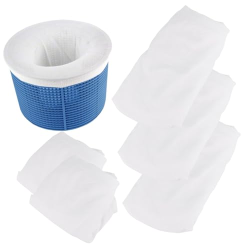 FONDOTIN 5 Stück Pool Skimmer Socken aus Strapazierfähigem Wiederverwendbarem Netz mit Elastischem Feinmaschig Passend für Skimmerkorb Schützt Pumpenfilter und Verlängert Lebensdauer von FONDOTIN