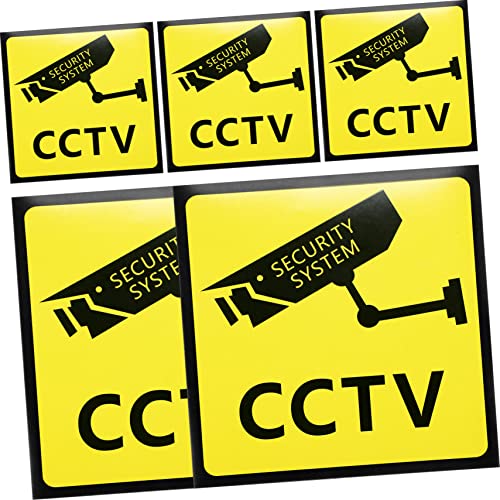FONDOTIN 5 Stück Sicherheitshinweise Videoüberwachung Aufkleber Stunden Warnschild für Außenbereiche Selbstklebend Wetterfest Hochauflösende Druckqualität Geeignet für Wände und Türen von FONDOTIN