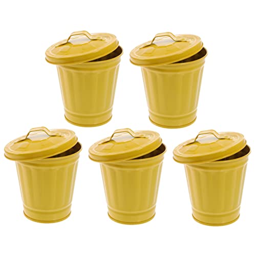 FONDOTIN 5 Stück Teiliges Mini mülleimer aus Verzinktem Dekorativer Kleiner Abfalleimer und Blumenübertopf Robust und Leicht Vielseitig für Schlafzimmer Büro und Wohnzimmer Geeignet Gelb von FONDOTIN