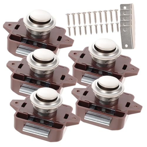 FONDOTIN 5 Stück Teiliges Schrank Push Button Schloss aus Zinklegierung und Abs Rostfrei Stabile Verriegelung für Wohnmobil Yacht und Kleiderschrank Einfache Montage Minimalistisches von FONDOTIN