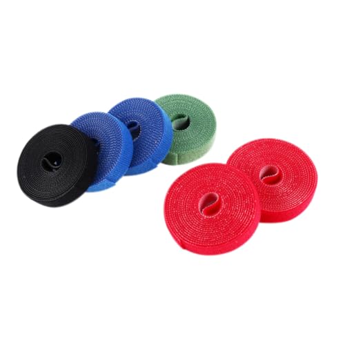 FONDOTIN 6 Rollen Wiederverwendbare Kabelbinder Klettband Teiliges Selbstklebende Kabel Organizer für Büro und Haushalt Kabelmanagement in Rot Blau Grün Schwarz von FONDOTIN