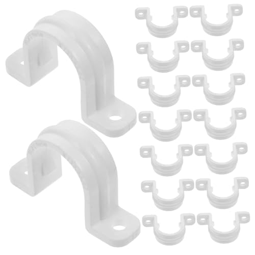 FONDOTIN 60 Stück U Rohrschellen PVC Isoliert Flammhemmend Rohrhalterung Rohrklemme Montageclips für Kabelhalterung Rohrbefestigung Langlebig Robust von FONDOTIN