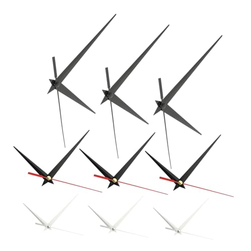 FONDOTIN 9 Sätze Teiliges Uhrzeiger Multifunktionale Uhrzeiger Ersatzteile in Schwarz Rot und Silber Einfache Installation Langlebig Passend für Wanduhren Geräuschlos und Klassisch Elegant von FONDOTIN