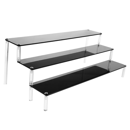 FONDOTIN Acryl Display Regal Stöckig Schwarz Vielseitig für Handwerk Figuren Desserts Kosmetik Organizer Dekoration Stabil Leicht zu Reinigen für Haus von FONDOTIN