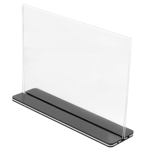 FONDOTIN Acryl Tischaufsteller Querformat Transparenter Robuster Visitenkartenhalter mit Schwarzer Basis Klarer Acrylschildhalter für Flyer und Business Displays von FONDOTIN