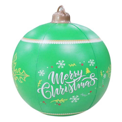 FONDOTIN Aufblasbare Weihnachtskugel Deko Groß Wetterfest Kunststoff Grün Outdoor Christbaumkugeln Weihnachtsdeko Terrasse Garten Festliche Weihnachtsornamente von FONDOTIN