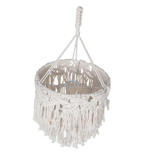 FONDOTIN Boho Makramee Lampenschirm mit Fransen Handgewebt Dekorative Hängelampe Nordischer Stil Baumwollseil Einzigartiger Lampenschirm für Wohnzimmer und Fotodeko FONDOTIN Boho Makramee Lampenschirm mit Fransen Handgewebt Dekorative Hängelampe Nordischer Stil Baumwollseil Einzigartiger Lampenschirm für Wohnzimmer und Fotodeko von FONDOTIN