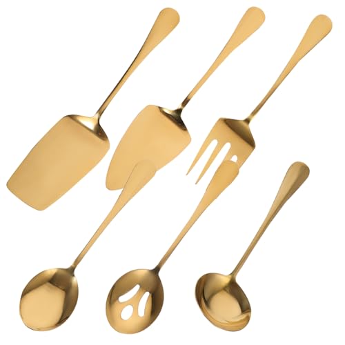 FONDOTIN Edelstahl Besteck Teilig Goldfarben Servierbesteck mit Gabel Messer Löffel für Restaurant und Haushalt Lebensmittelecht Ergonomisch Modernes Design Langlebig und Vielseitig von FONDOTIN