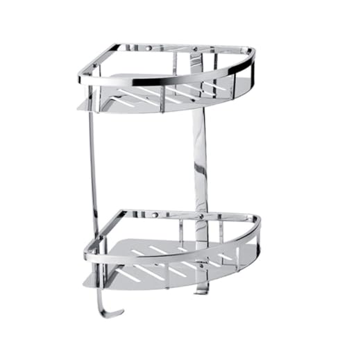 FONDOTIN Edelstahl Doppel eckregal Badezimmer Organizer Regal Wasserdichtes Dreieck Lagerregal Multifunktional Platzsparend für Bad Küche Wohnzimmer von FONDOTIN