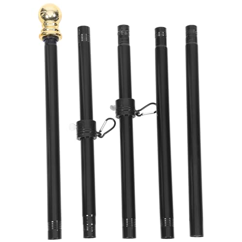 FONDOTIN Edelstahl Fahnenmast mit Segmenten Drehbarer Flaggenstock Wetterfester und Rostfreier Flaggenhalter für Außenbereich Stabiler Gartenfahnenmast mit Schwarzem und Goldenem Kopf von FONDOTIN