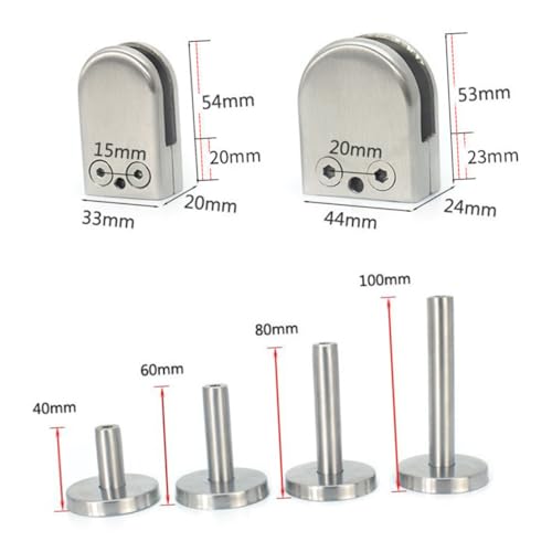 FONDOTIN Edelstahl Glass Clamp Glashalter Glasstütze Halterung für Glasplatten Bildschirmbefestigung Vielseitig für Treppen Geländer Balkon Schutzwand von FONDOTIN
