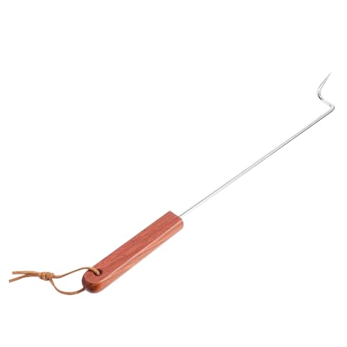 FONDOTIN Edelstahl Grillgabel mit Holzgriff Bbq Turner Hook Fleischwender für Rippchen Ersatz Steak Brathandgriff Hitzeschutz Holz Ergonomisch Praktisch von FONDOTIN