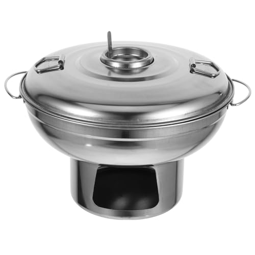 FONDOTIN Edelstahl Hot Pot mit Doppeltem Griff Tragbarer Kleiner Kochtopf für Outdoor und Zuhause Vielseitiger Sicherer Gusseisentopf für Alkoholbetriebene Herdplatten von FONDOTIN
