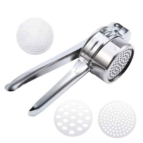FONDOTIN Edelstahl Kartoffelpresse mit Austauschbaren Scheiben Ergonomischer Griff Multifunktionaler Obst und Gemüsezerkleinerer für Kartoffelpüree Babybrei Gnocchi und Spätzle FONDOTIN Edelstahl Kartoffelpresse mit Austauschbaren Scheiben Ergonomischer Griff Multifunktionaler Obst und Gemüsezerkleinerer für Kartoffelpüree Babybrei Gnocchi und Spätzle von FONDOTIN