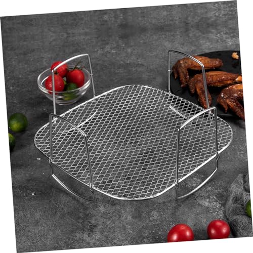 FONDOTIN Edelstahl Luftfritteusenrost Stapelbar mit Griff Hitzebeständiges Zubehör für Grillen Dämpfen Trocknen von Gemüse und Fleisch Platzsparendes Gestell für Heißluftfritteuse und von FONDOTIN