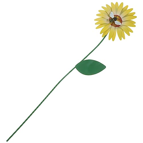 FONDOTIN Eisen Gartenstecker Sonnenblume mit Biene Wetterfeste Metall Deko für Blumentopf und Garten Dekorativer Blumenstecker für Außenbereich Bunte Decor von FONDOTIN