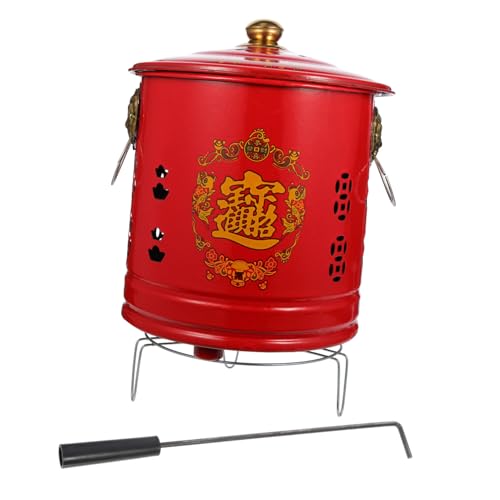 FONDOTIN Enamel Paper Burner Bucket mit Robuster Verbrennungseimer für Gartenabfälle Sicherer und Effizienter Papierverbrenner mit Luftventil für Effektives Entsorgen von Müll und Blättern von FONDOTIN