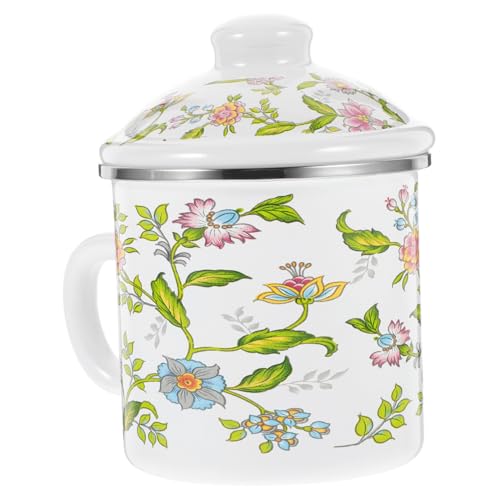 FONDOTIN Enamel Tasse mit Henkel Vintage Stil Stabile Rutschfeste Emaille Tasse für Büro und Haushalt Langlebige Kratzfeste Wasser und Kaffeetasse Klassisches von FONDOTIN