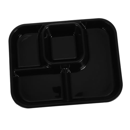 FONDOTIN Fachplatte Platte mit 4 Abschnitten kleiner geteilter Kunststoffteller geteilte Platte aus Kunststoff Dessert-Serviertablett Party-Food-Tabletts pp Schwarz Wiederverwendbar von FONDOTIN