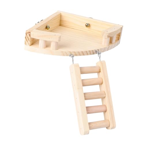 FONDOTIN Hamster Kletterleiter aus Hochwertigem Holz Langlebige Spielplattform mit Leiter Fördert Bewegung und Geschicklichkeit Geeignet für Hamster Mäuse und Kleine Haustiere Natürliche von FONDOTIN