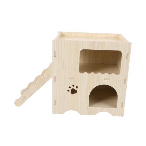 FONDOTIN Hamsterhaus Mit Leiter Bequeme Rückzugsmöglichkeit Für Kleintiere Schlafen Und Holzversteck Für Hamster Und Meerschweinchen Praktischer Unterschlupf Für Kleine Haustiere von FONDOTIN